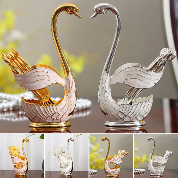 Home Decoration Swan Dessert Spoon/Fork Tableware Set