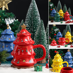 Christmas Tree Ceramic Mug with Lid