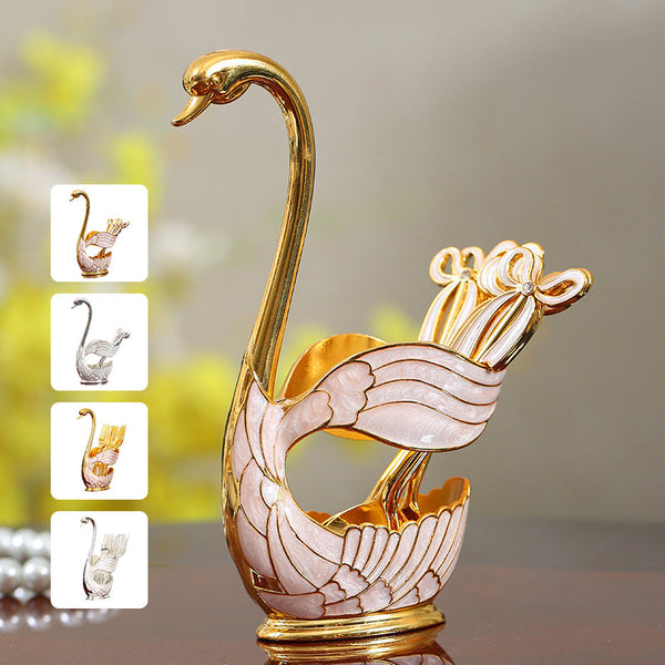 Home Decoration Swan Dessert Spoon/Fork Tableware Set