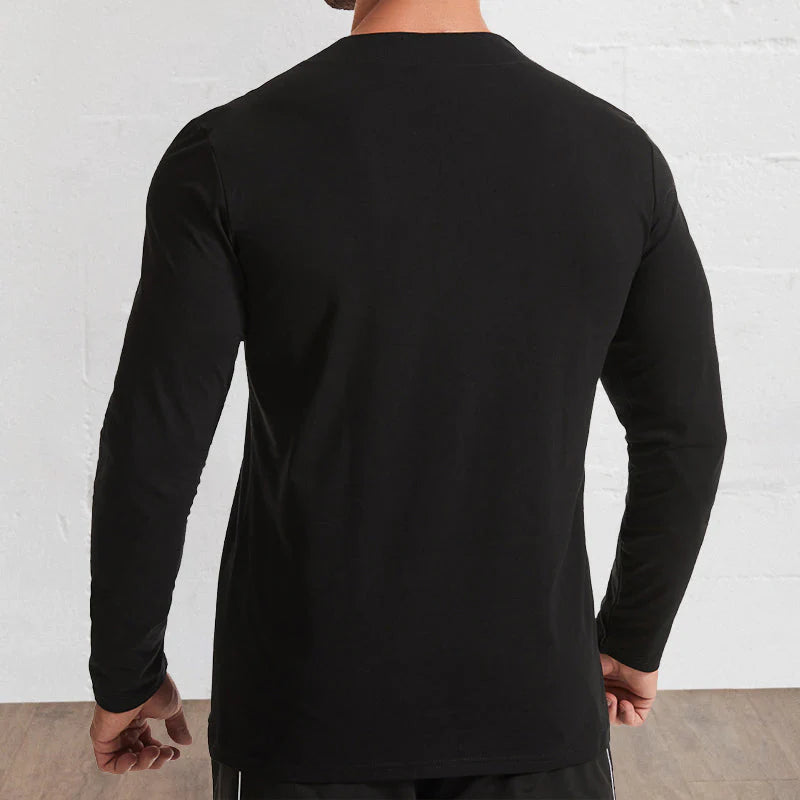 Men's V-Neck Cotton Long Sleeve Shirt