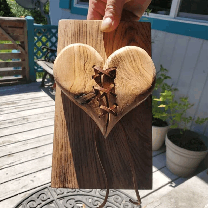 Hand Carved Wood Heart Hanging Wall Decoration