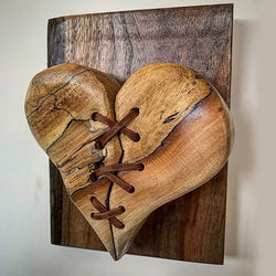 Hand Carved Wood Heart Hanging Wall Decoration