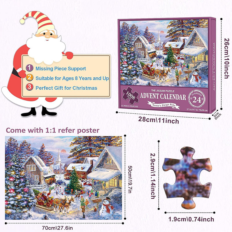 Christmas Jigsaw Advent Calendar Puzzle Blind Box 24 Parts