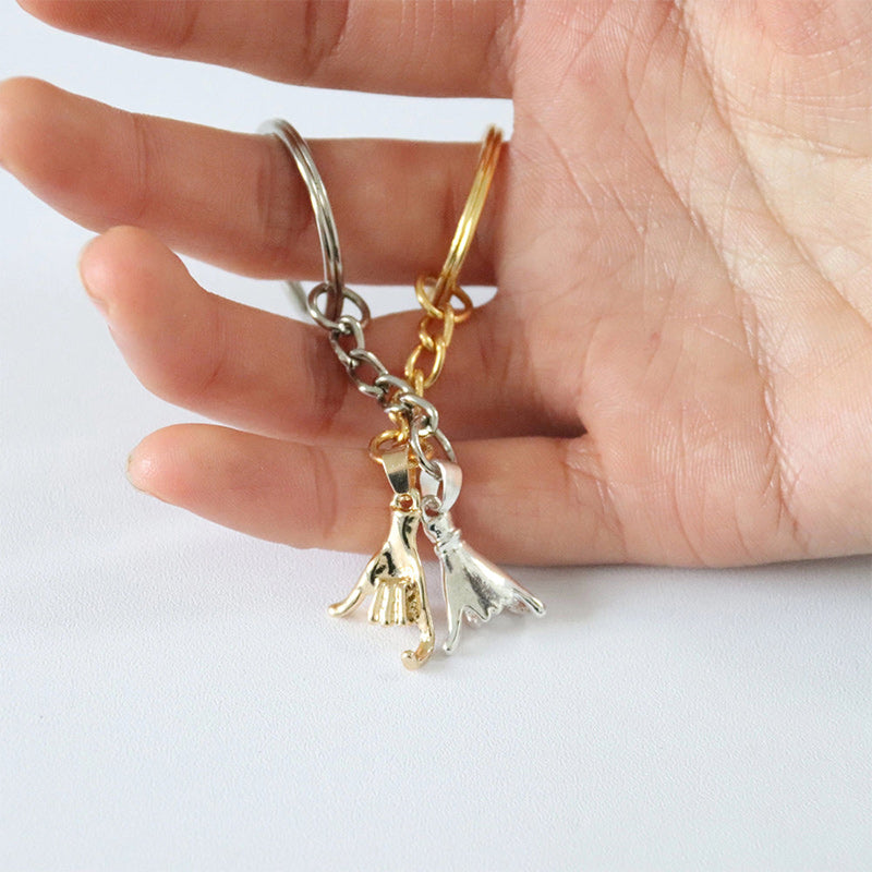 Promise Never to Be Apart Pull Hook Finger Couple Matching Keychains