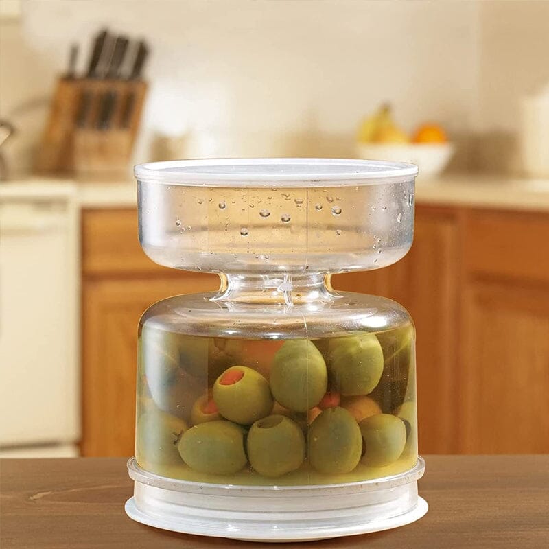 Dry and Wet Dispenser Pickles Jar with Strainer Flip