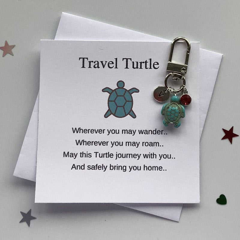 Travel Turtle Keychain, Personalised Keyring Gift