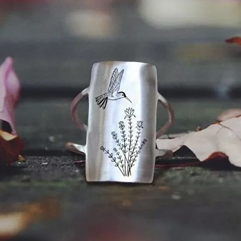 925 Sterling Silver Hummingbird Ring - Gift For Animal Lover