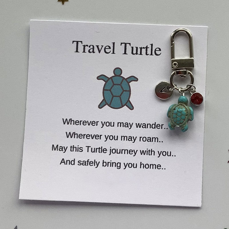 Travel Turtle Keychain, Personalised Keyring Gift