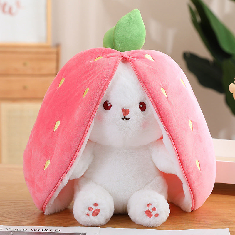 Rabbit Muppet Toys, Funny Reversible Carrot Strawberry Bunny Plush Doll