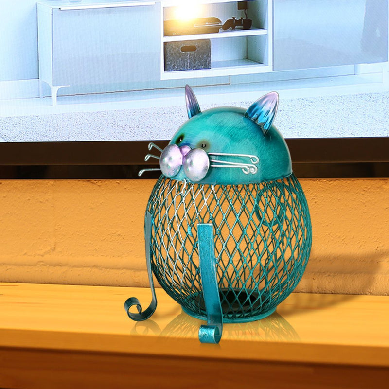 Artistic Blue Kitty Money Bank