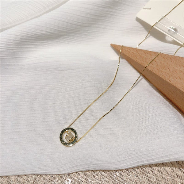 925 Sterling Silver Sliding 14K Gold Opal Simple Necklace