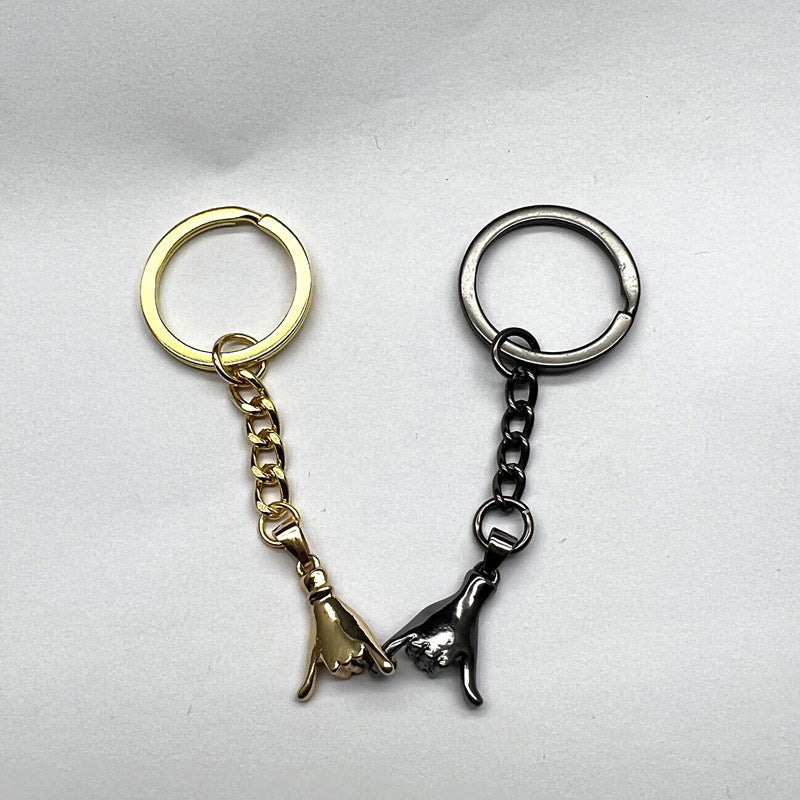 Promise Never to Be Apart Pull Hook Finger Couple Matching Keychains