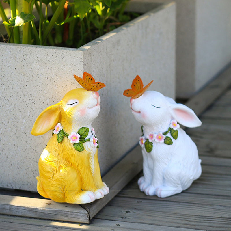 Easter Solar Powered LED Rabbit Play With Butterfly Outdoor Decor Garden Light