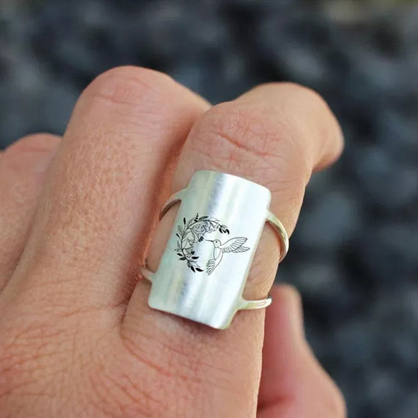 925 Sterling Silver Hummingbird Ring - Gift For Animal Lover