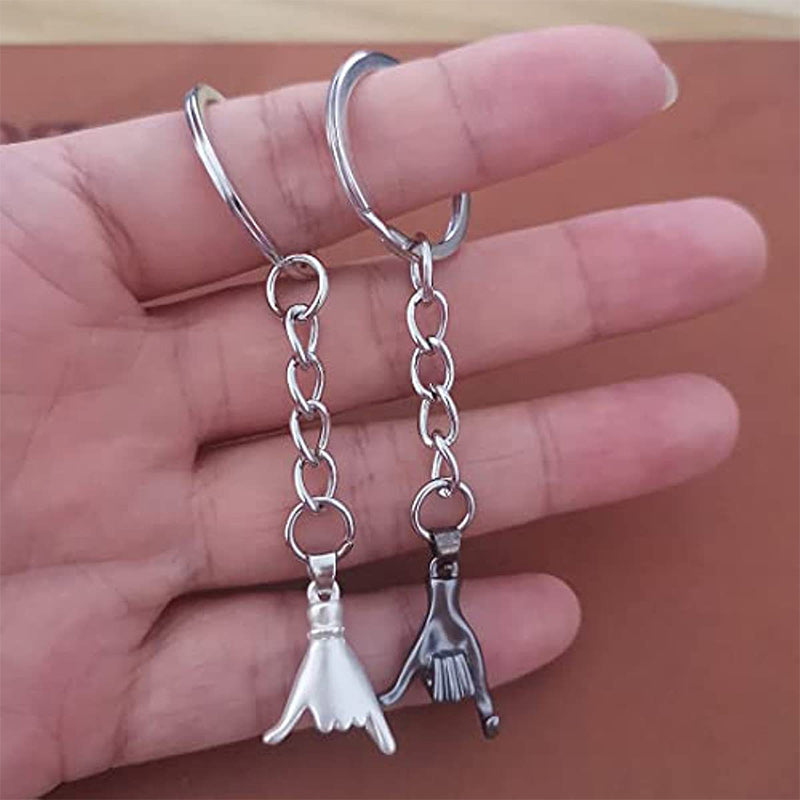 Promise Never to Be Apart Pull Hook Finger Couple Matching Keychains