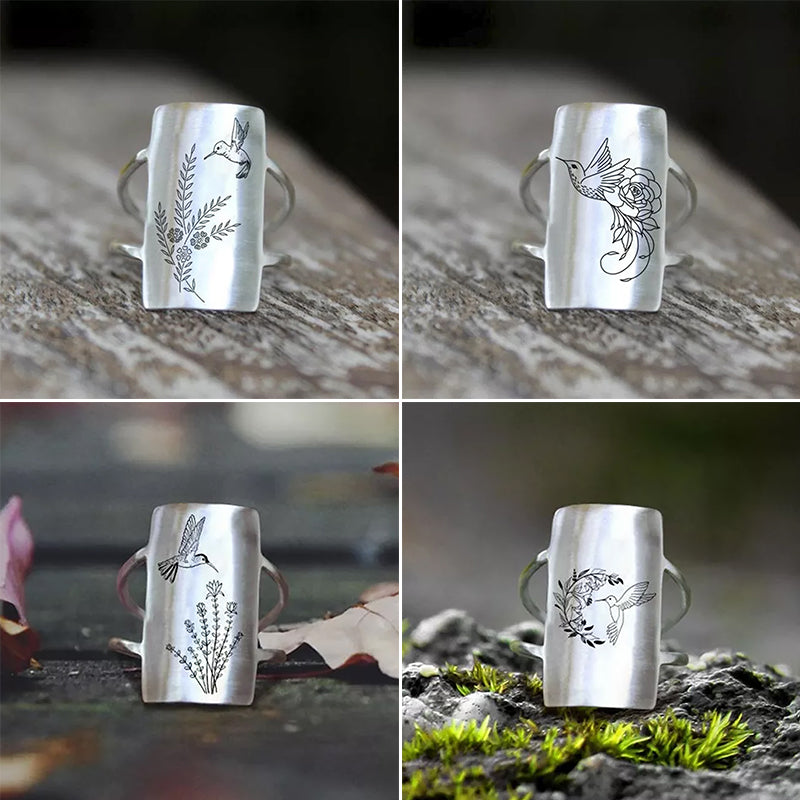 925 Sterling Silver Hummingbird Ring - Gift For Animal Lover