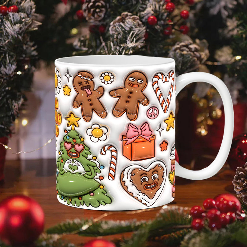 3D Christmas Gingerman Ceramic Coffee Mug