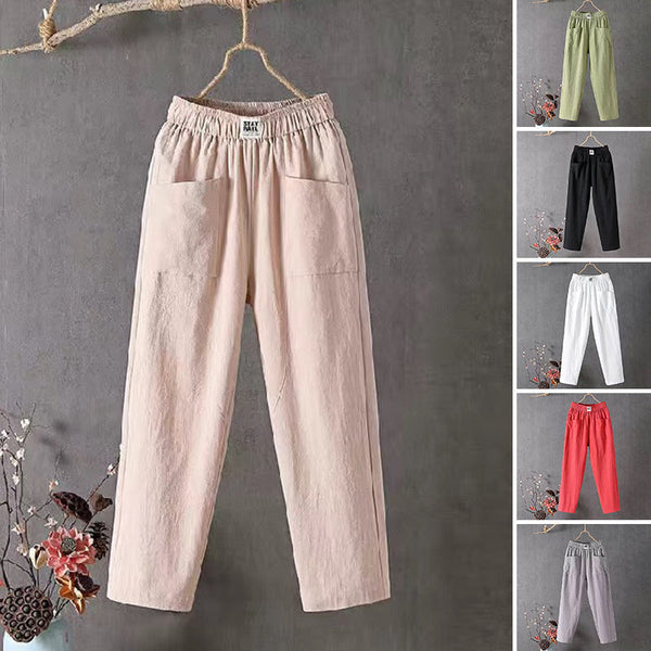 Women's Cotton Linen Breathable Loose Trousers