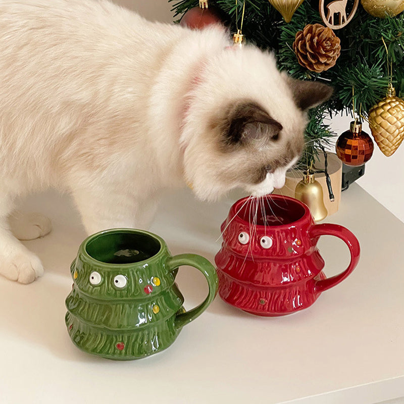 Creative Big Eyes Christmas Tree Mug