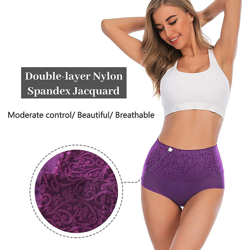 Women High Waist Jacquard Cotton Knickers Soft Stretch Panties