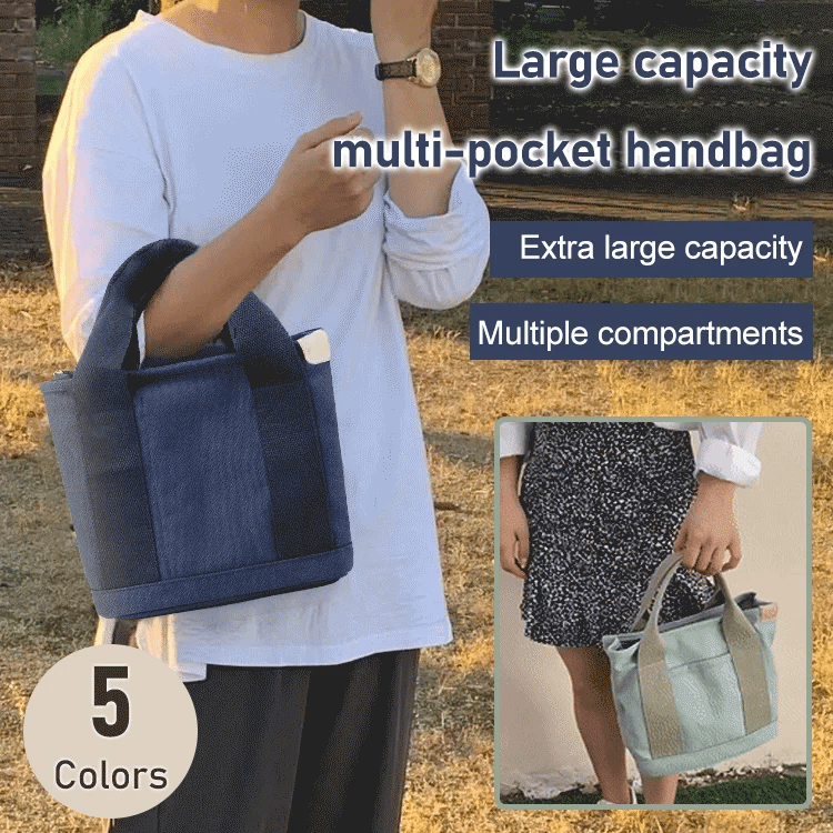 Canvas Tote Large Capacity Multi-pocket Handbag