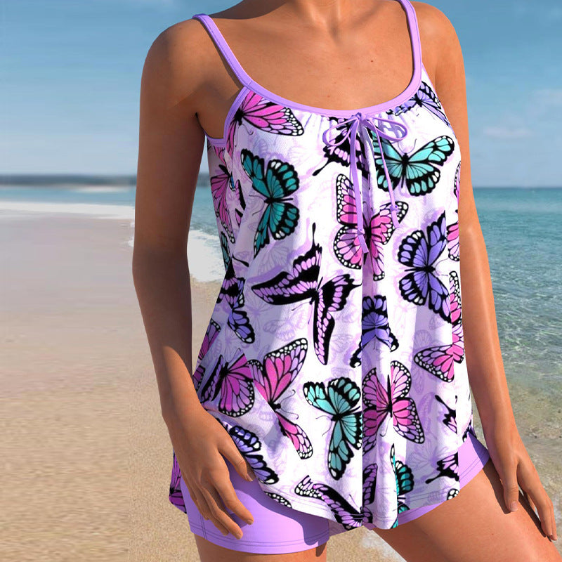 Women's Tropical Print Tankini Set 2-Pieces Plus Size Swimsuit