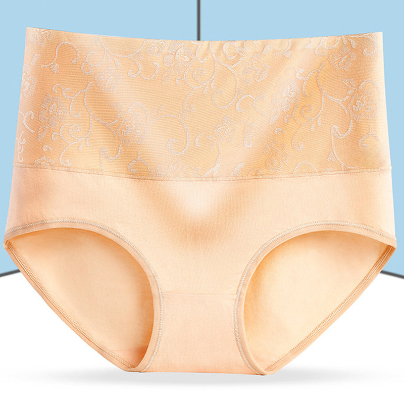 Women High Waist Jacquard Cotton Knickers Soft Stretch Panties