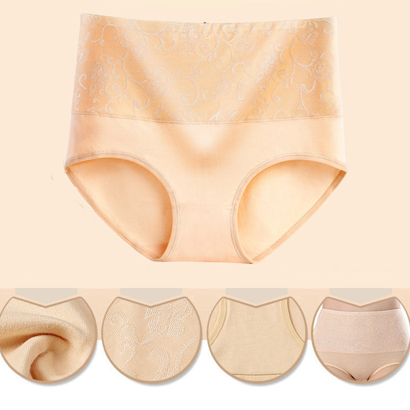 Women High Waist Jacquard Cotton Knickers Soft Stretch Panties