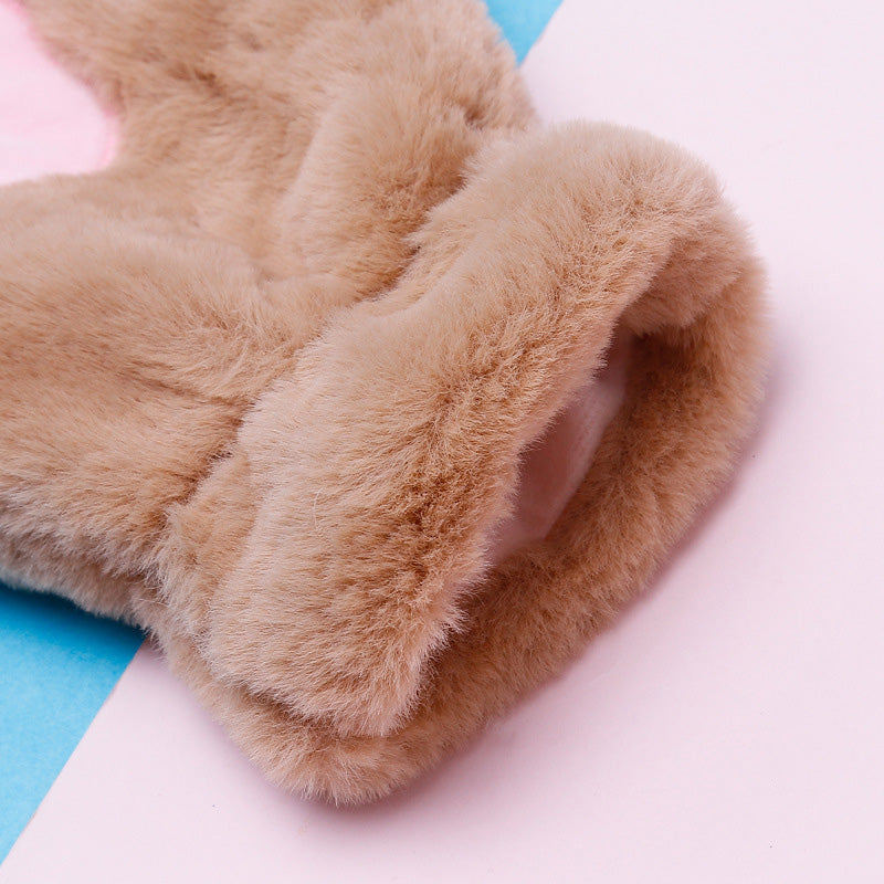 Thickened plush cat claw gloves