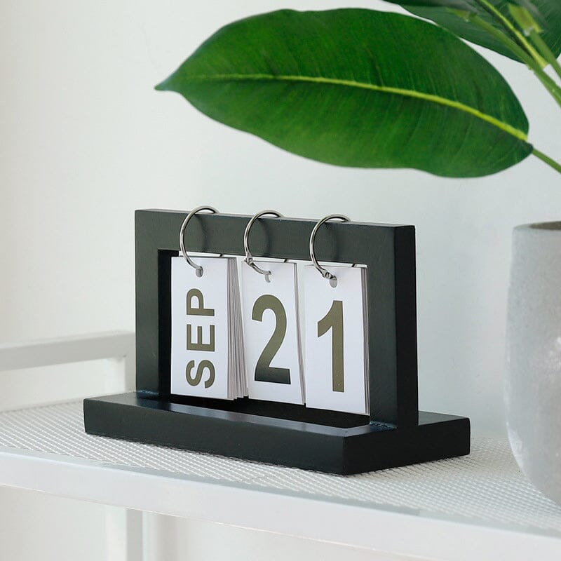 Dutch Teak Wood Desktop Calendar