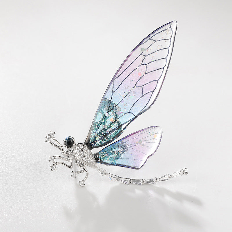 14K/18K Crystal Rhinestone Dragonfly Brooch Pin