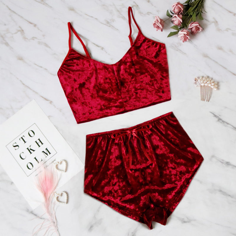 Sexy Velvet V-Neck Lingerie