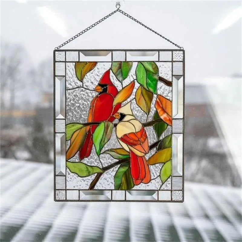 Cardinal Stained Glass Window Panel