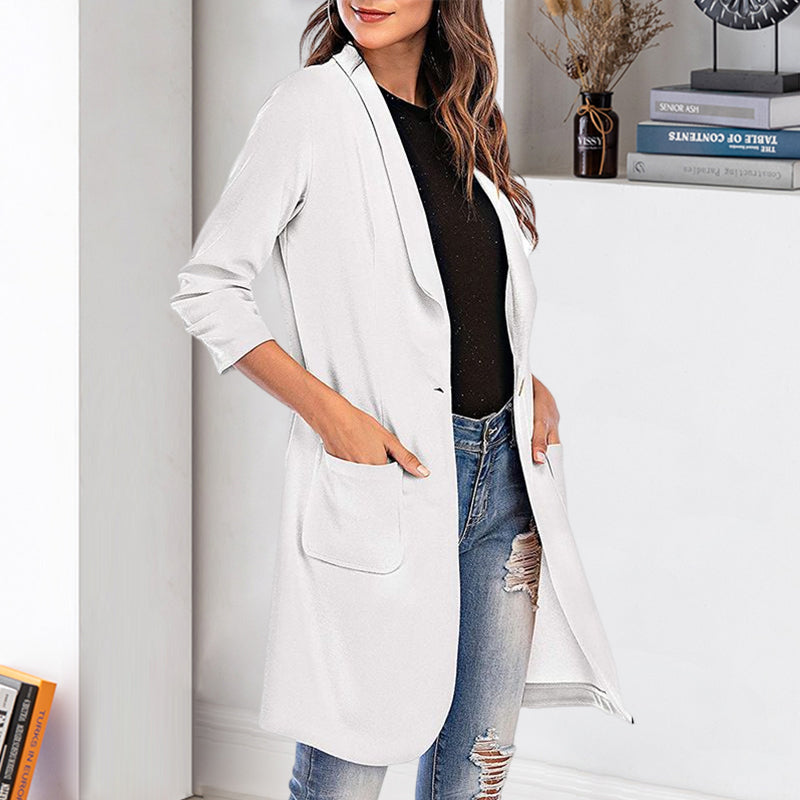 Women's Casual Slim Fit 3/4 Sleeve Long Blazer