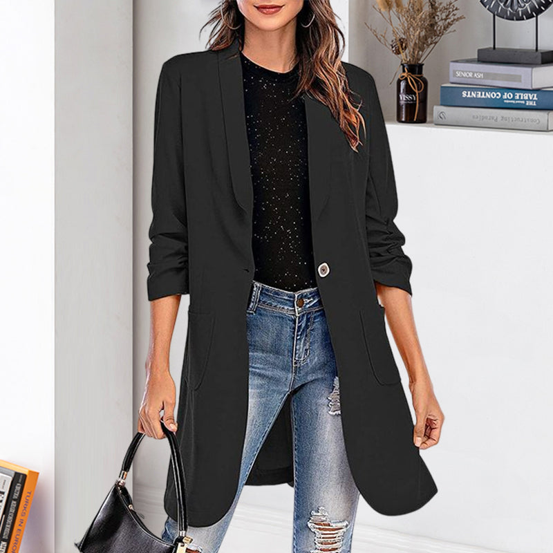 Women's Casual Slim Fit 3/4 Sleeve Long Blazer