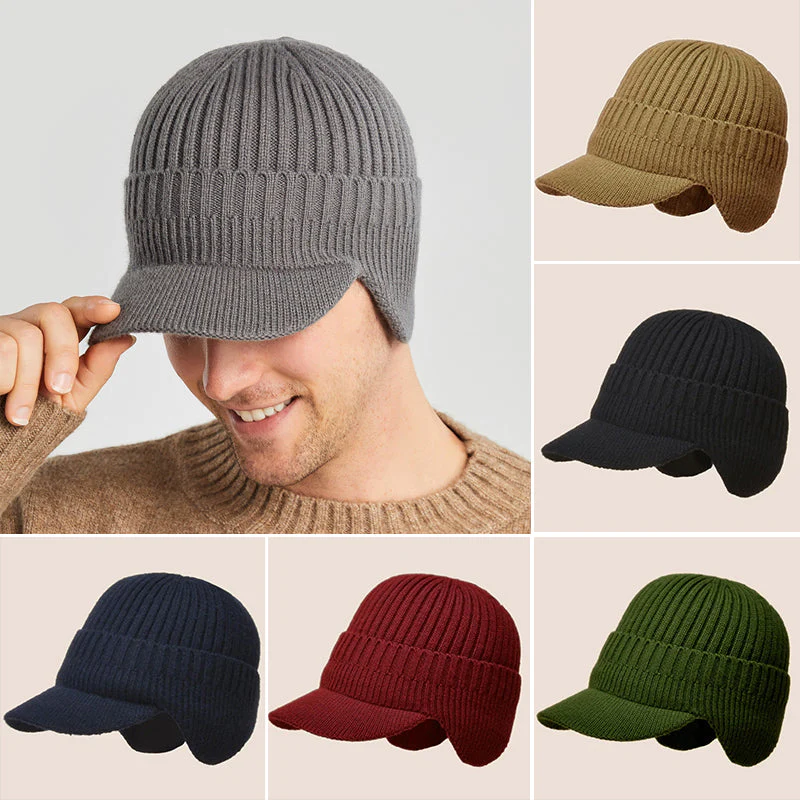 Winter Outdoor Riding Elastic Warm Ear Protection Knitted Hat for Men