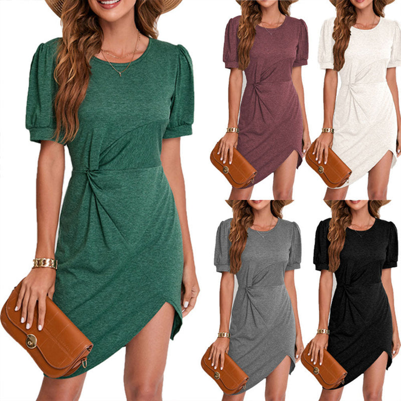 Leisure Womens Dress Plain Short Sleeve