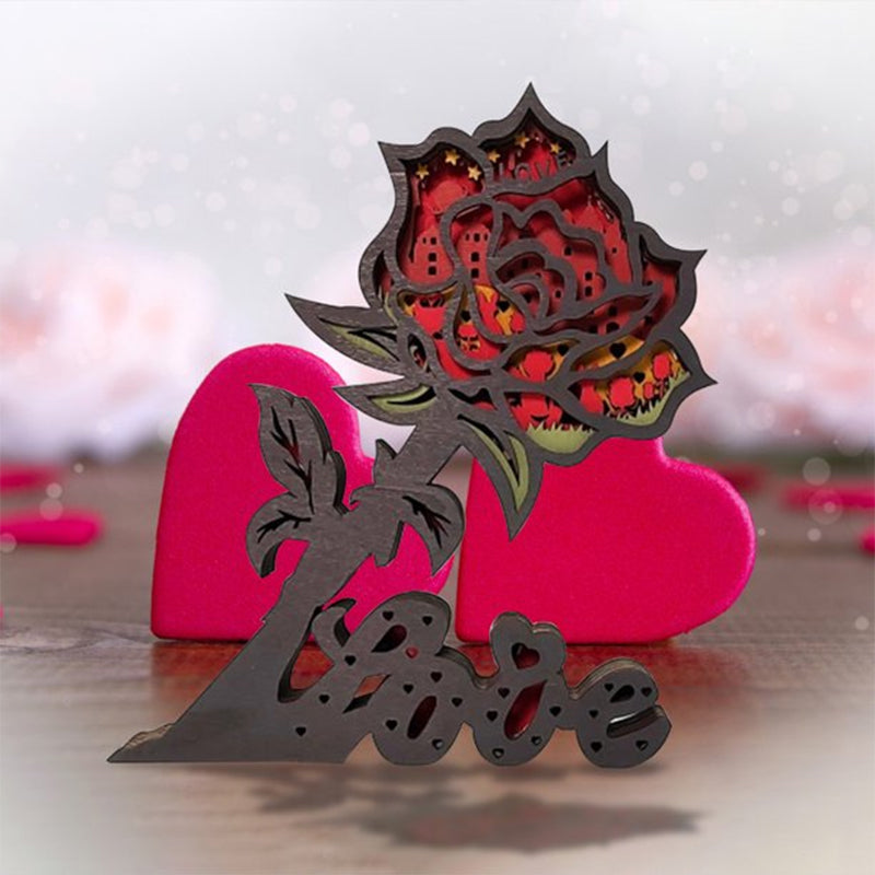 Valentine's Day 3D Wooden Carving Ornaments