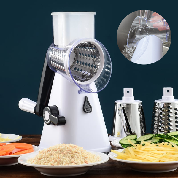 Hand cranked roller vegetable slicer