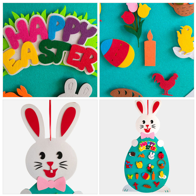 DIY Felt Pendant Rabbit Easter Kids Gift Cartoon Bunny Decor Wall Hanging