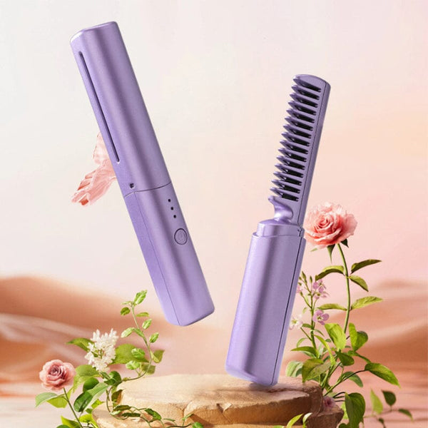 Rechargeable Mini Hair Straightener & Curling 2 in 1 Cordless Comb