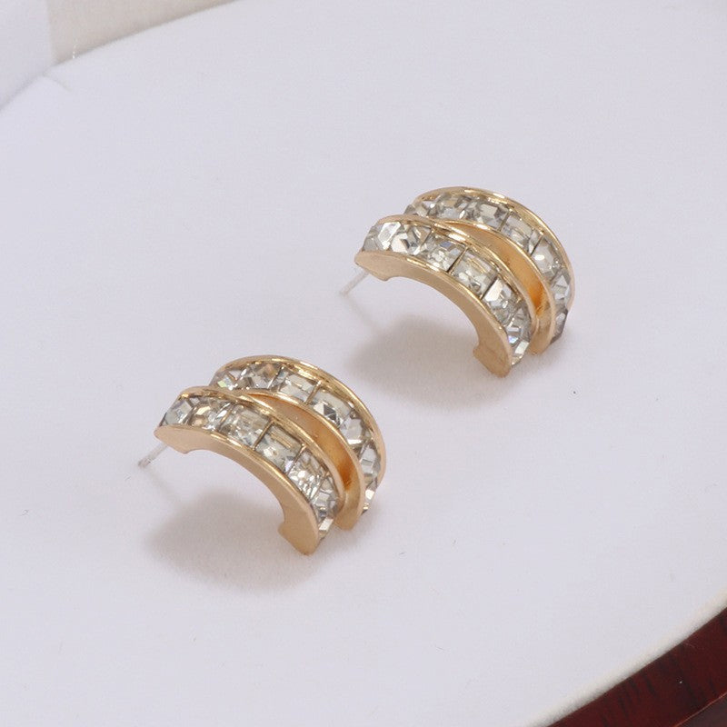 Simple C-shaped Diamond Earrings