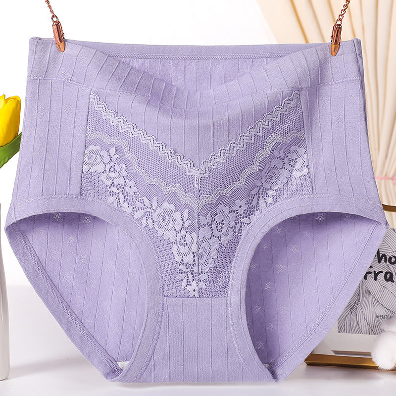 High Waist Leak Proof Lace Cotton Panties Plus Size Underwear For Women