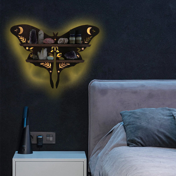 Luna Moth Lamp Crystal Shelves