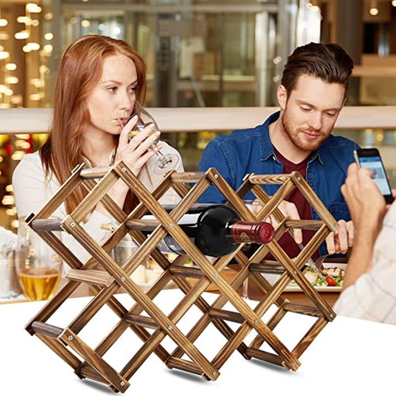 Foldable Free Standing Wooden Wine Rack