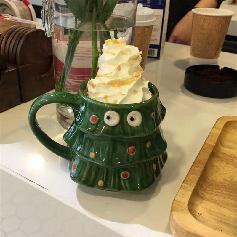 Creative Big Eyes Christmas Tree Mug