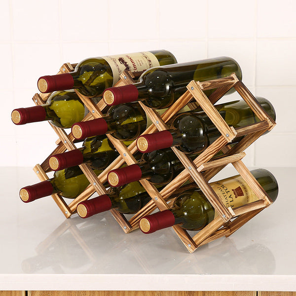 Foldable Free Standing Wooden Wine Rack