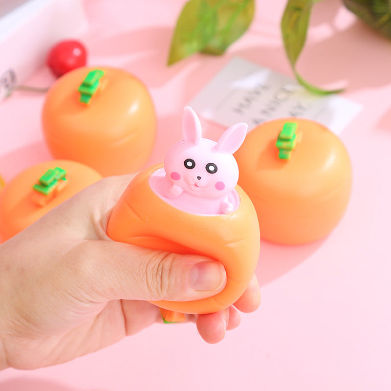 Squeeze Toy Carrot Doll, POP UP Carrot Bunny Stress Relief Toy