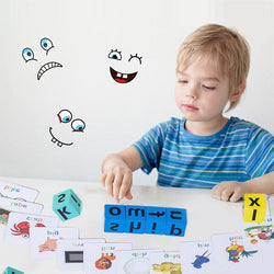 Wooden Crossword Puzzle Reading Blocks Word Spelling Game for Kids