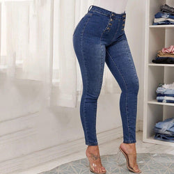 Double Breasted High Waist Skinny Jeans